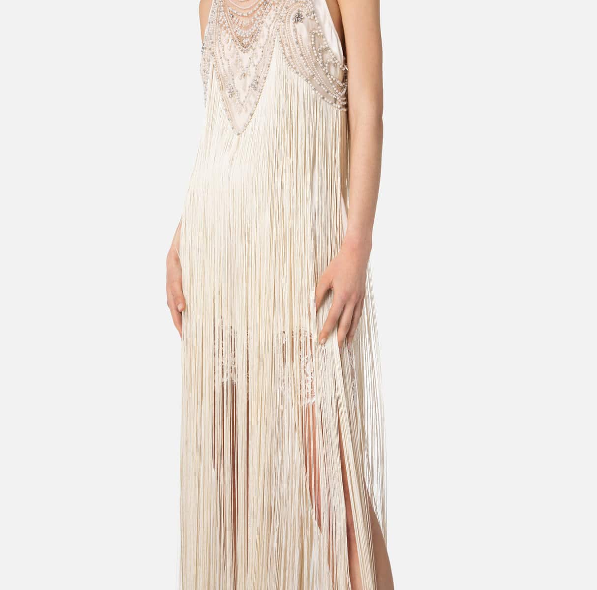 Tulle Red Carpet dress with fringes and beads - Image 5